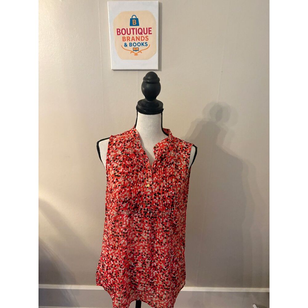 Banana Republic Women's Small Red Orange Dot Print Blouse